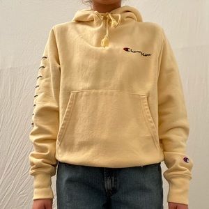 Reverse weave yellow champion hoodie